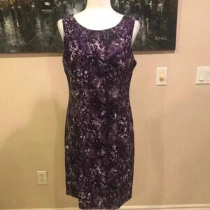Connected Apparel Sheath Dress Paisley Floral Purple & Black Size 12